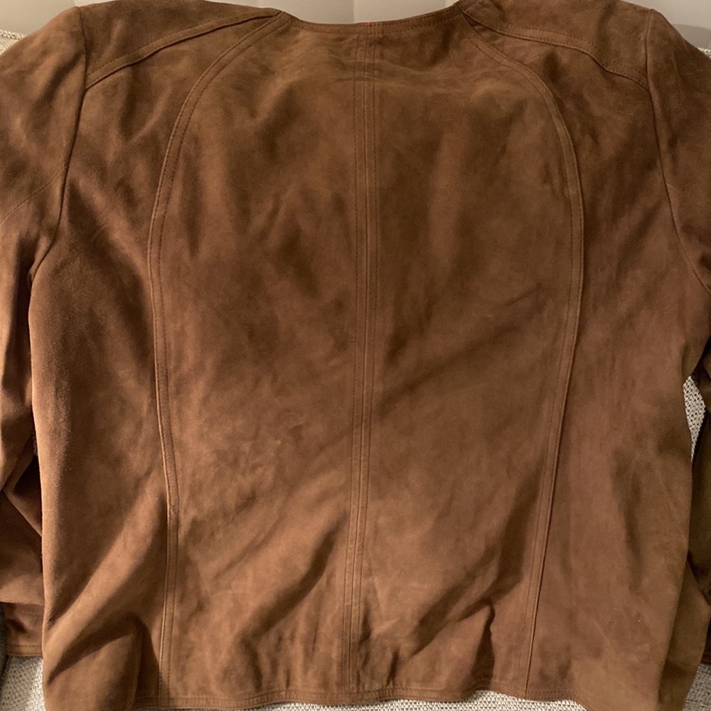 Talbots Suede One Button Jacket Sz16 In Toffee Co… - image 4